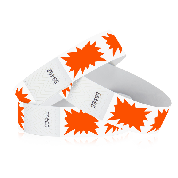 3/4" Tyvek Orange Burst Wristbands