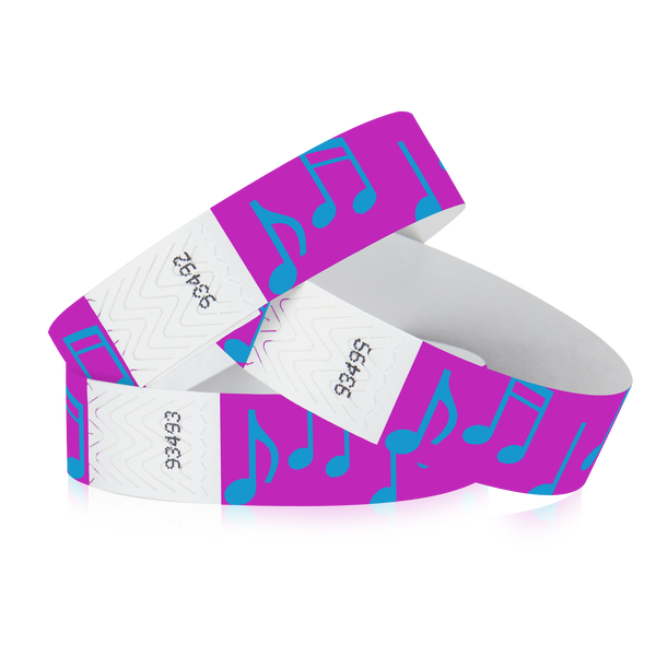 3/4" Tyvek Music Notes Wristbands