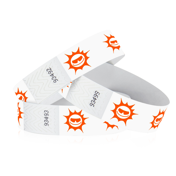 3/4" Tyvek Orange Suns Wristbands