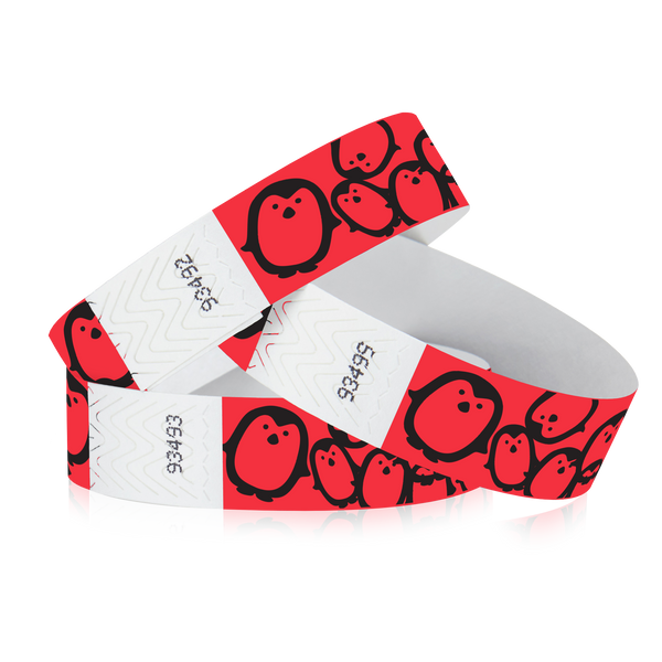 3/4" Tyvek Red Penguins Wristbands