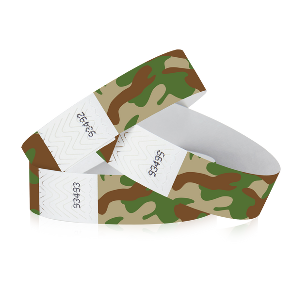 3/4" Tyvek Green Camo Wristbands