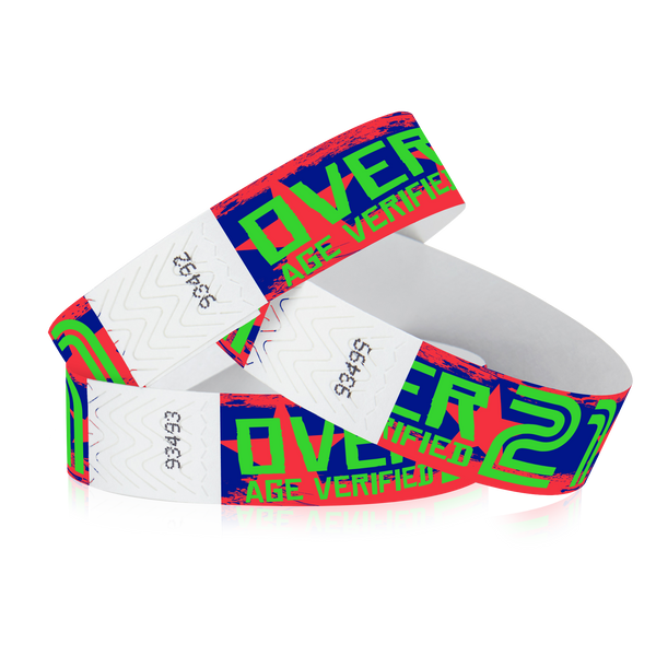 3/4" Tyvek Over 21 Verified Wristbands